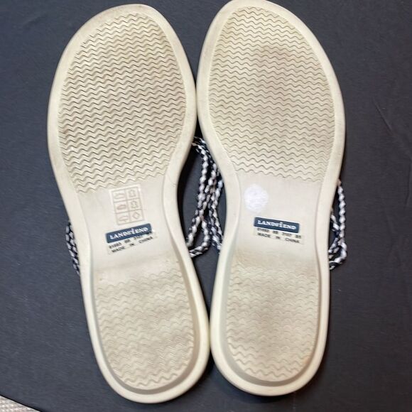 Lands’ End Black White Thong Flip Flop Sandal Womens Size 8 - Picture 5 of 6
